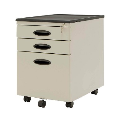 Studio Designs 3 Drawer Office Mobile File Cabinet Drawer Storage, Putty/Black