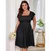 Whizmax Women Plus Size Midi Dress Short Ruffle Sleeves High Waist Casual Summer Dress with Pockets - 3 of 4