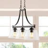 36" 3-Light Jayden Industrial Farmhouse Iron/Glass Linear LED Pendant Oil Rubbed Bronze/Clear - JONATHAN Y: UL Listed, Adjustable Height - 2 of 4