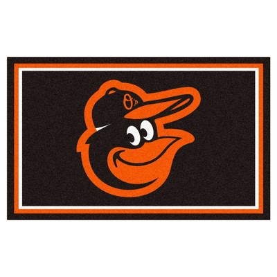 MLB Baltimore Orioles 4'x6' Cartoon Bird Head Logo Plush Area Rug - Black