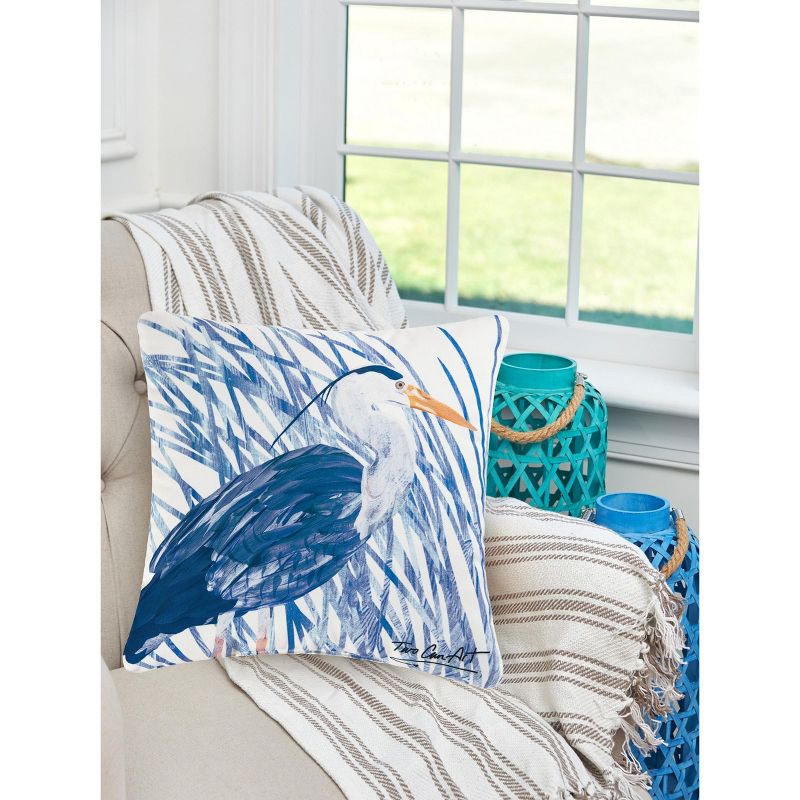 C&F Home 18" x 18" Blue Heron Coastal Indoor/Outdoor Decorative Throw Pillow, 4 of 11