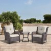 POCASSY 3 Piece Patio Furniture Set, All Weather Wicker Accent Lounge Club Patio Chairs with Side Table for Porch Balcony - 2 of 4
