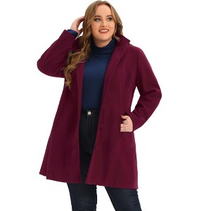 Agnes Orinda Women's Plus Size Elegant Single Breasted Detachable Hooded Trench Overcoats - 1 of 4