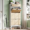 Shoe Storage Cabinet with 3 Flip-Up Doors & Bonus Drawer – Slim Wood and Metal Shoe Organizer for Entryway, Hallway, Apartments - 3 of 4