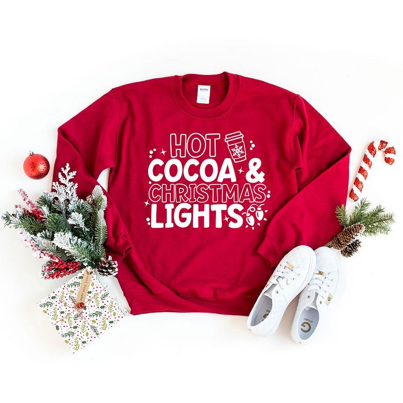 Simply Sage Market Women's Graphic Sweatshirt Hot Cocoa and Christmas Lights, 3 of 4