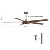 Parrot Uncle 65" Modern Satin Nickel Indoor 3-Color Temperature Integrated LED Ceiling Fan - 4 of 4