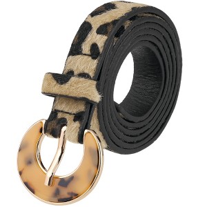 INSPIRE CHIC Womens Leopard Printed 0.7" Width Faux Fur Leather Retro Waist Belts 1Pc - 1 of 4
