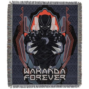 Northwest Black Panther Woven Tapestry Throw Blanket, 48" x 60", Panther Brave - 1 of 4