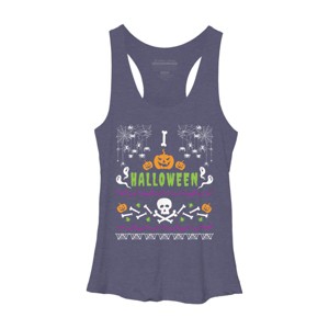Women's Design By Humans Halloween Lover Ugly Sweater By machmigo Racerback Tank Top - 1 of 3