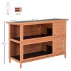 2 Story Outdoor Wooden Rabbit Hutch,54'' Bunny Cage with Waterproof Roof and Lockable Doors-LAOTIES - 2 of 4