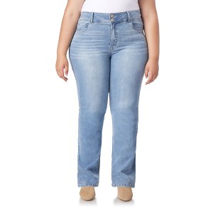 WallFlower Women's Plus Size Luscious Curvy Bootcut Mid-Rise Insta Stretch Juniors Jeans - 1 of 4