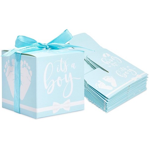BLUE/PINK BABY SHOWER GIFT BOXES WITH RIBBON TABLE DEC/PRESENT/BOX 