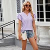 Women's V-Neck Short Sleeve T-Shirt | Relaxed Fit Top with Double Layer Sleeves - 4 of 4
