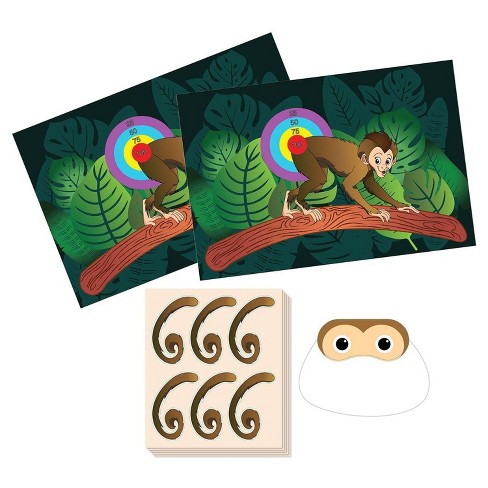 Blue Panda Pin The Tail On The Monkey Party Game, 2 Game Posters, 1  Blindfold Mask, 5 Sheets, 30 Tail Stickers : Target