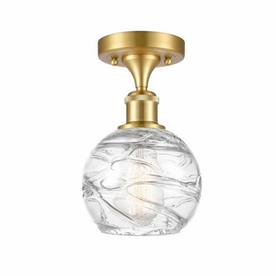 Athens Deco Swirl - 1 Light Semi-Flush Mount In Industrial Style-11 Inches Tall and 6 Inches Wide