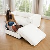 Stylish Chenille 2-Seater Sofa with Ottoman Storage , Cylindrical Backrest and Armrests, Modern Loveseat Hidden Storage Space-Tanpinhause - 3 of 4