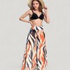 Anna-Kaci Swim Women's Three-Piece Swimsuit Set with Bikini Top High Waist Bottom and Sheer Abstract Print Wide Leg Pants - 2 of 4