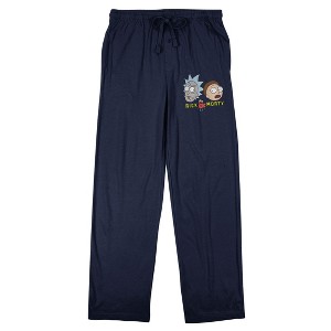 Rick & Morty Character Heads Men's Navy Sleep Pajama Pants - 1 of 4