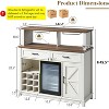 AMERLIFE Farmhouse Coffee Bar Cabinet with Beverage Refrigerator Cooler, 47" Wine Bar Dining Room, White - 2 of 4
