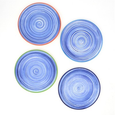 8" 4pk Ceramic Raia Assorted Salad Plates Blue - Euro Ceramica