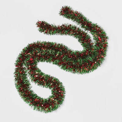 10ft Tiara Tinsel Christmas Garland Red & Green - Wondershop™