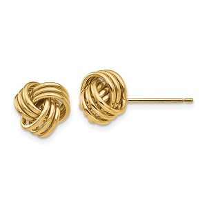 Black Bow Jewelry 8mm Ridged Love Knot Earrings in 14k Yellow Gold - 1 of 4