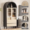 GustoWave 70" Tall Arched Kitchen Pantry Storage Cabinet with 3 Drawers & 2-Tier Adjustable Shelves, Arched Display Cabinet with LED - 3 of 4