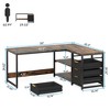 Resenkos Computer Desk, Office Desk, Study Desk,59" L-Shaped Desk, Reversible Corner Desk with Drawers & Shelves,Brown - 2 of 4