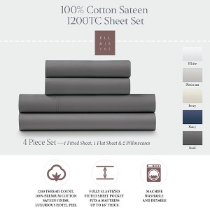 Ella Jayne 1200 Thread Count 100% Cotton Sateen Deep Pocket 4-piece Sheet Set - 1 of 4