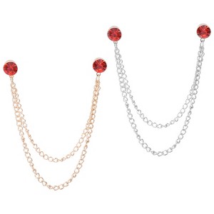Unique Bargains Women Men Clothes Dress Round Rhinestone Tassel Chain Brooch Pins 2 Pcs - 1 of 4