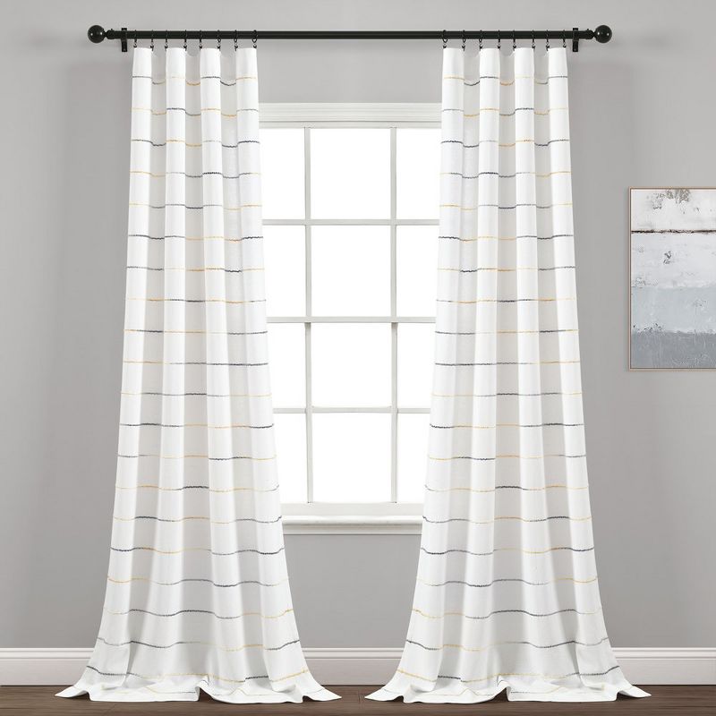 Home Boutique Ombre Stripe Yarn Dyed Cotton Window Curtain Panels Yellow/Gray 40X84 Set, 1 of 2