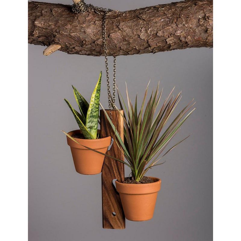 Kalmar Home Solid Acacia 2 Pot Hanging/ Standing Plant Holder, 3 of 4