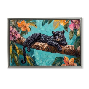 Stupell Industries Lazy Day Black Leopard Floating Frame Canvas Art - 1 of 4