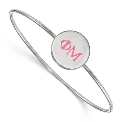 Black Bow Jewelry Sterling Silver Phi Mu Greek Life Bangle Bracelet 7 Inch