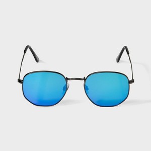Men's Round Shiny Metal Geometric Sunglasses - Original Use™ Gunmetal - 1 of 2