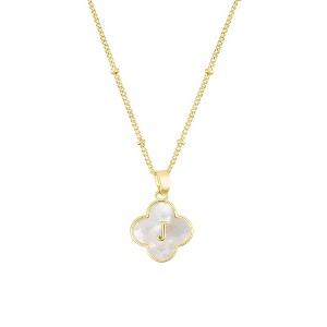 Adornia 14k Gold Plated Mother-of-Pearl Initial Clover Necklace - 1 of 1