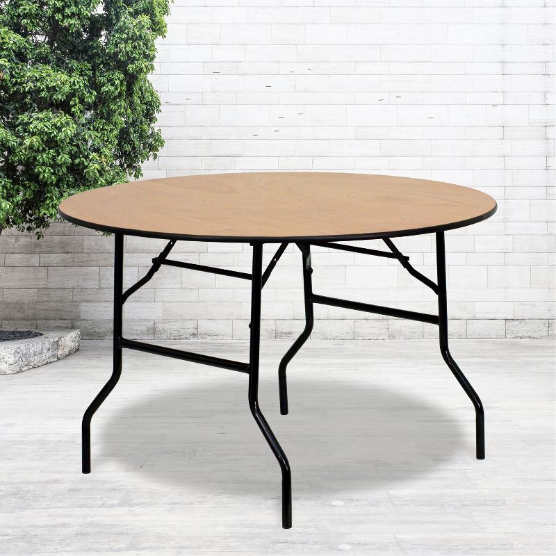 Flash Furniture 4-Foot Round Wood Folding Banquet Table with Clear Coated Finished Top, 3 of 11