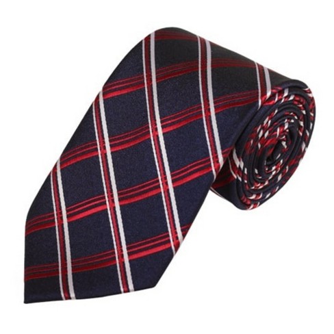 Thedappertie Men's Navy, Red And White Plaid 3.25 Inch W And 58 Inch L ...