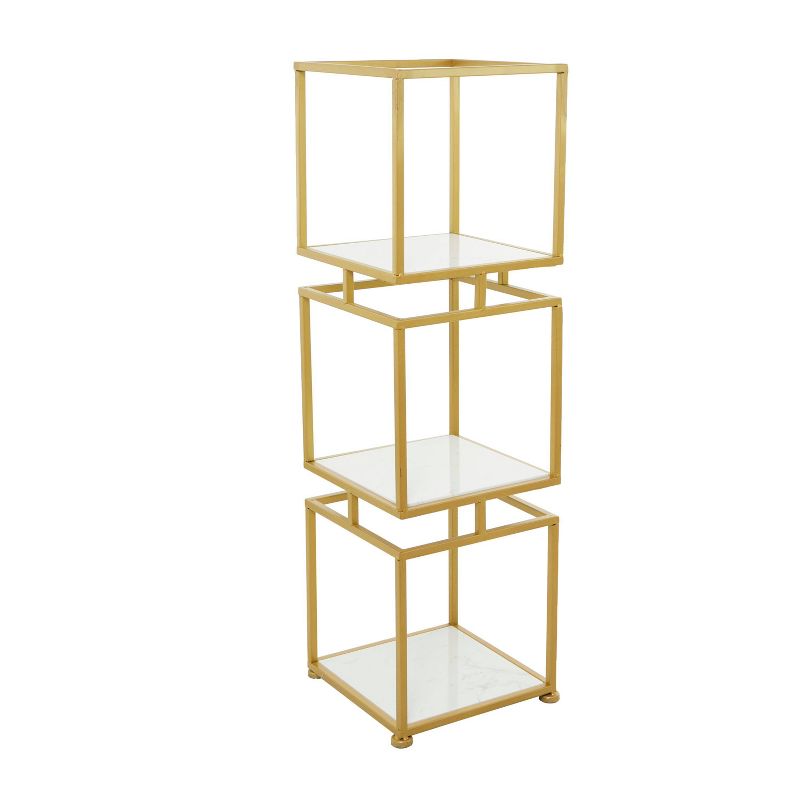 Glam Metal Marble Square Shelving Unit 3 Tier Gold - Olivia &#38; May, 6 of 7