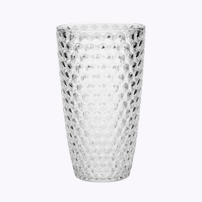 Diamond Cut Acrylic Glasses Drinking Set of 4 (19oz), Plastic Drinking Glasses, BPA Free Cocktail Glasses, Drinkware Set, Drinking Water Glasses