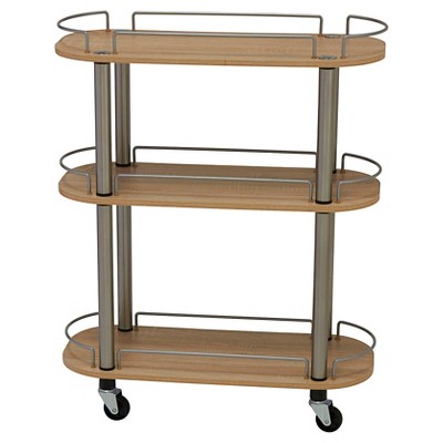 Household Essentials 3 Shelf Rolling Utility Cart Light Ash