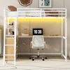 NicBex Twin Size Bunk Bed with Desk Loft Bed Metal Bed Frame with Shelves, Drawers, Inclined Ladder and Guardrail, No Box Spring Required, White - 2 of 4