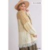 Slickblue Plus Size Open Front Patchwork Cardigan, Frayed Hem, Long Sleeve Knit Sweater, Natural Mix, Size XL-2XL - 3 of 4
