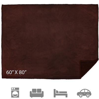 Brown Twin Waterproof Sherpa Fleece Reversible Blanket