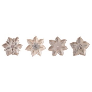 Transpac Ceramic Nordic Cabin Floral Treat Plate Set of 4 Christmas Home Decorations - 1 of 1