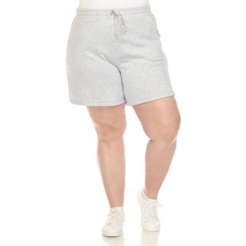 Plus Size Super Soft Drawstring Waistband Sweat Short Heather Grey 2X  -White Mark