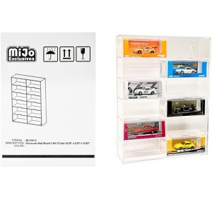 Showcase 12 Car Display Case Wall Mount with Clear Back Panel and Extra Space "Mijo Exclusives" for 1/64 Scale Models - 1 of 3