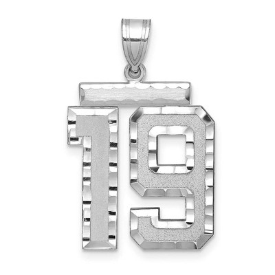 Black Bow Jewelry 14k White Gold, Varsity Collection, Large D/C Pendant, Number 19
