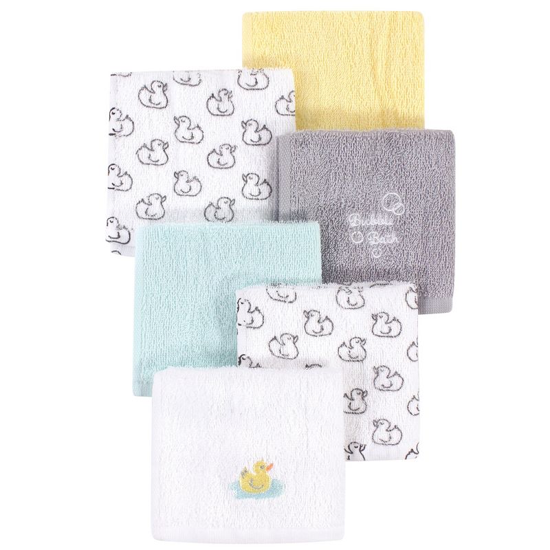 Luvable Friends Baby Unisex Super Soft Cotton Washcloths, Duck, One Size, 1 of 3