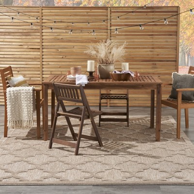 Taupe and Ivory Moroccan Trellis 7' x 10' Synthetic Area Rug
